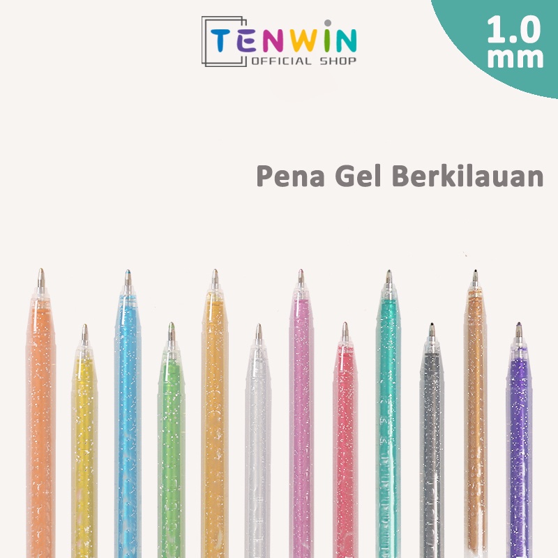 

Pena Gel Berkilauan Shining Gel Pen pulpen 1.0mm warna 8 -Tenwin