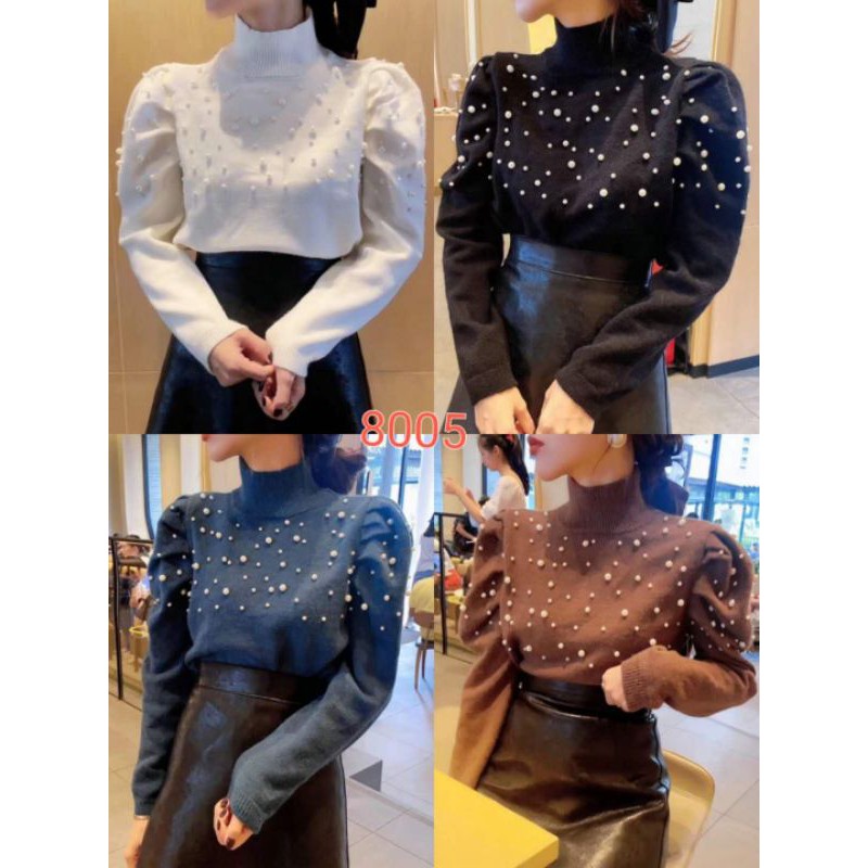 PREMIUM / Atasan wanita rajut mutiara 8005 / Baju rajut  import FS