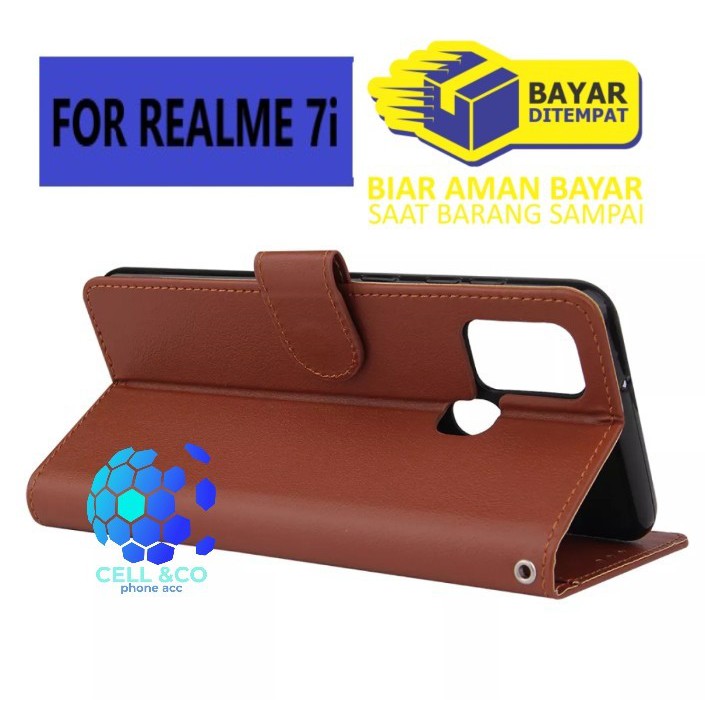 Flip cover REALME 7i Flip case buka tutup kesing hp casing flip case Premium leather wallet