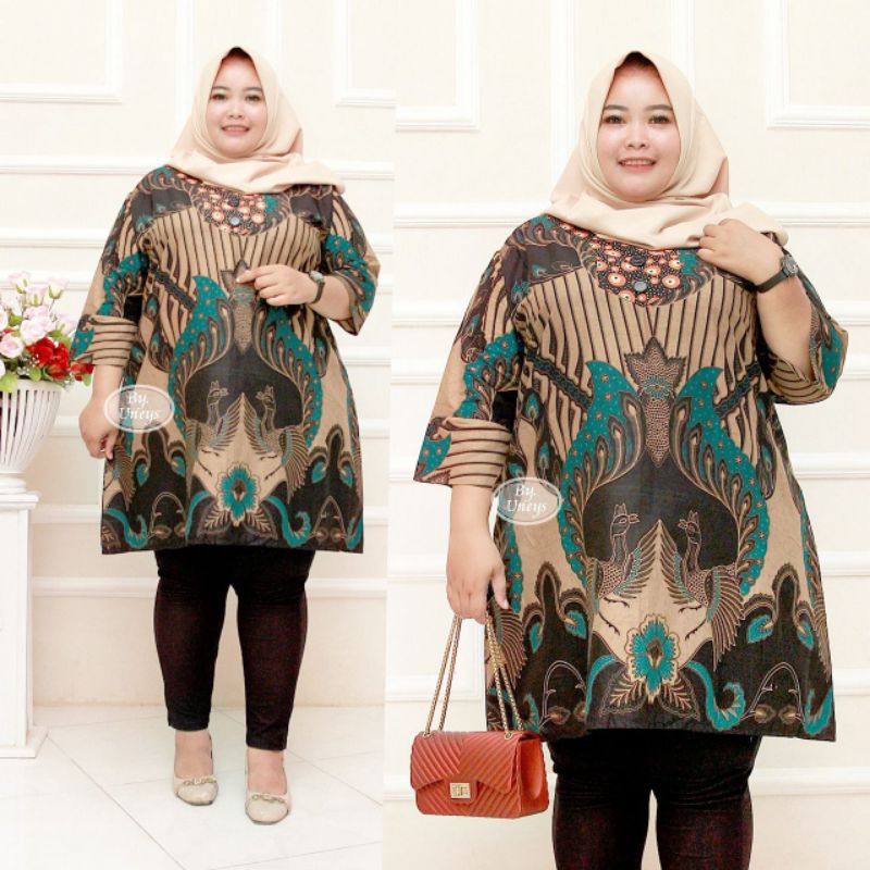 Tunik Batik Wanita Terbaru Ukuran Super Jumbo Big Size LD 140CM FIT 4L 5L 6L ORI Batik Aksara Pekalo zaynbatik-21