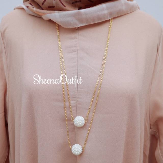 Premium necklace aksesoris kalung hijab Fashion mutiara simple