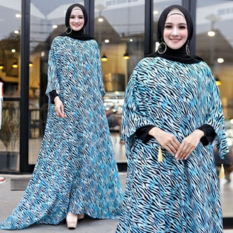 ELONAFASHION /D10-Kaftan Zebra/GAMIS MAXI WANITA MUSLIMAH/MOTIF ZEBRA TERBARU
