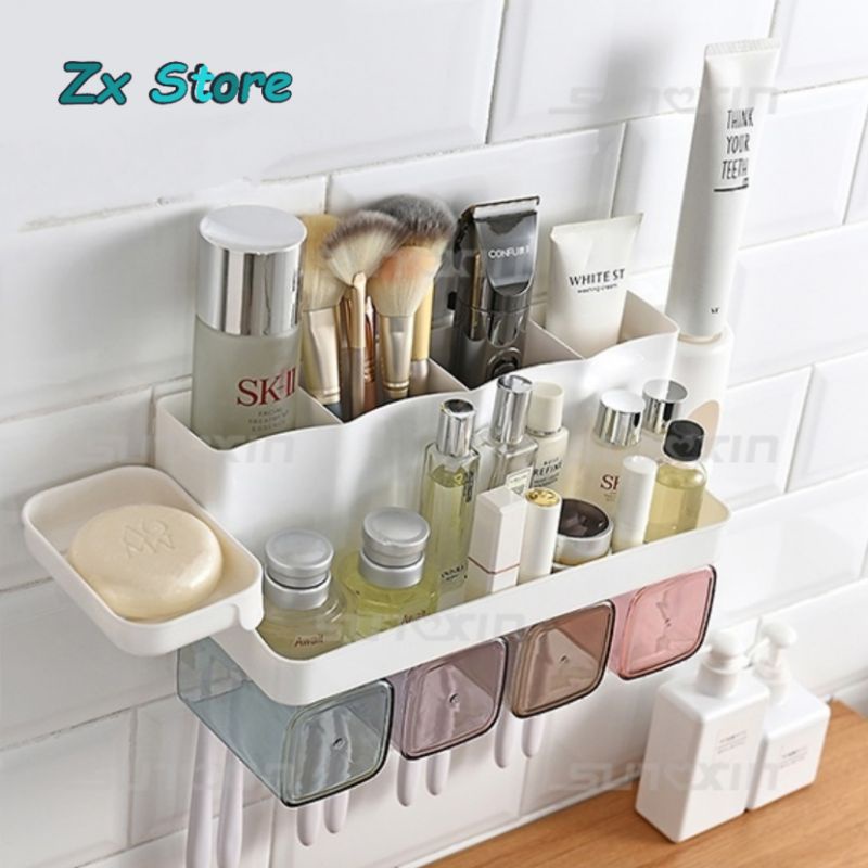 Tempat Odol Dan Sikat Gigi Tempel Gantung Anti Debu / Rak Odol Dan Sikat Gigi