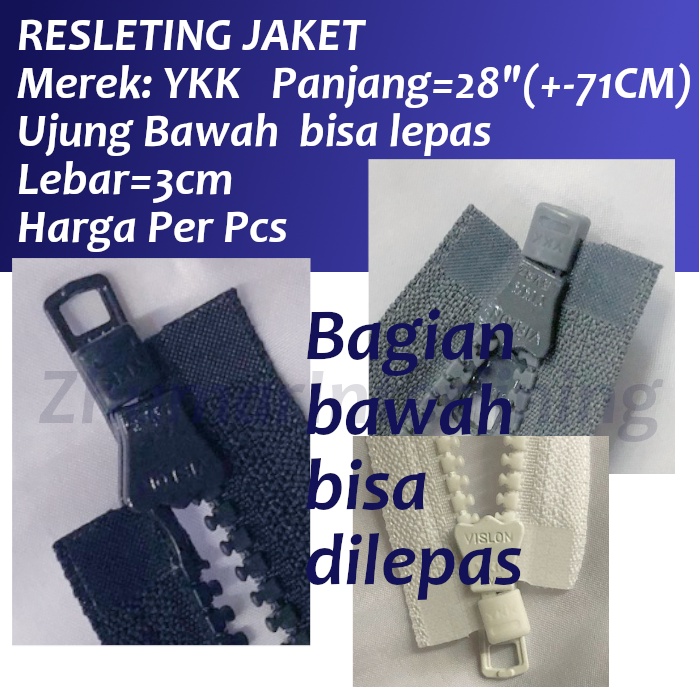 Resleting Restleting Sleting Jaket Jacket YKK 28Inchi 70cm ORIGINAL