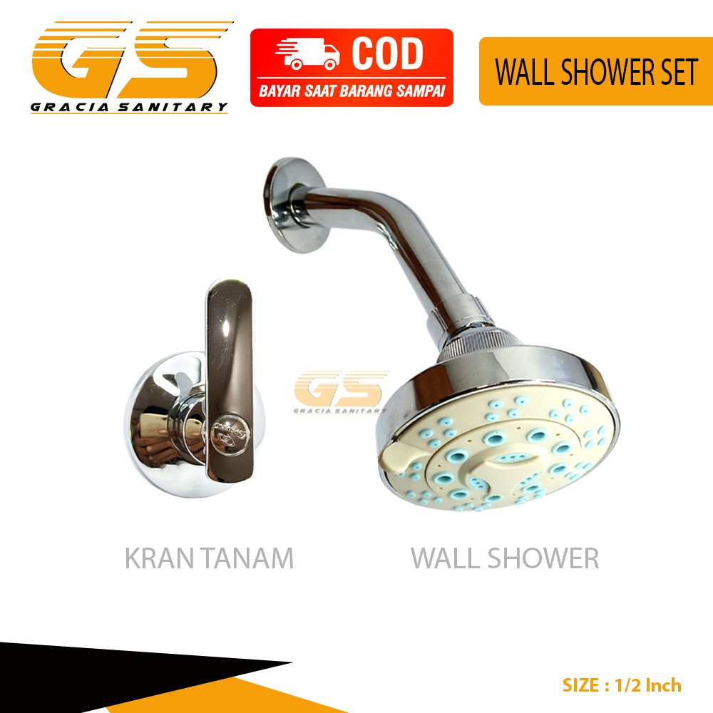 Wall shower set / Shower tanam &amp; kran shower 1/2 inch PAKET shower dinding tembok