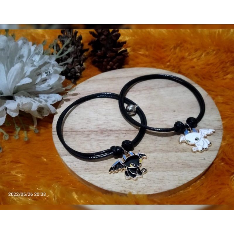 SEPASANG GELANG COUPLE ANAMEL DRAGON WHITE &amp; DRAGON BLACK