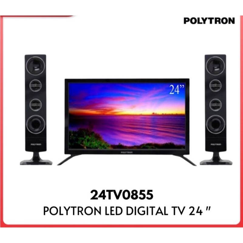 TERMURAH PROMO TV LED POLYTRON 24 INCH DIGITAL TV 24TV0855 + SPEAKER TOWER POLYTRON GARANSI RESMI 5 