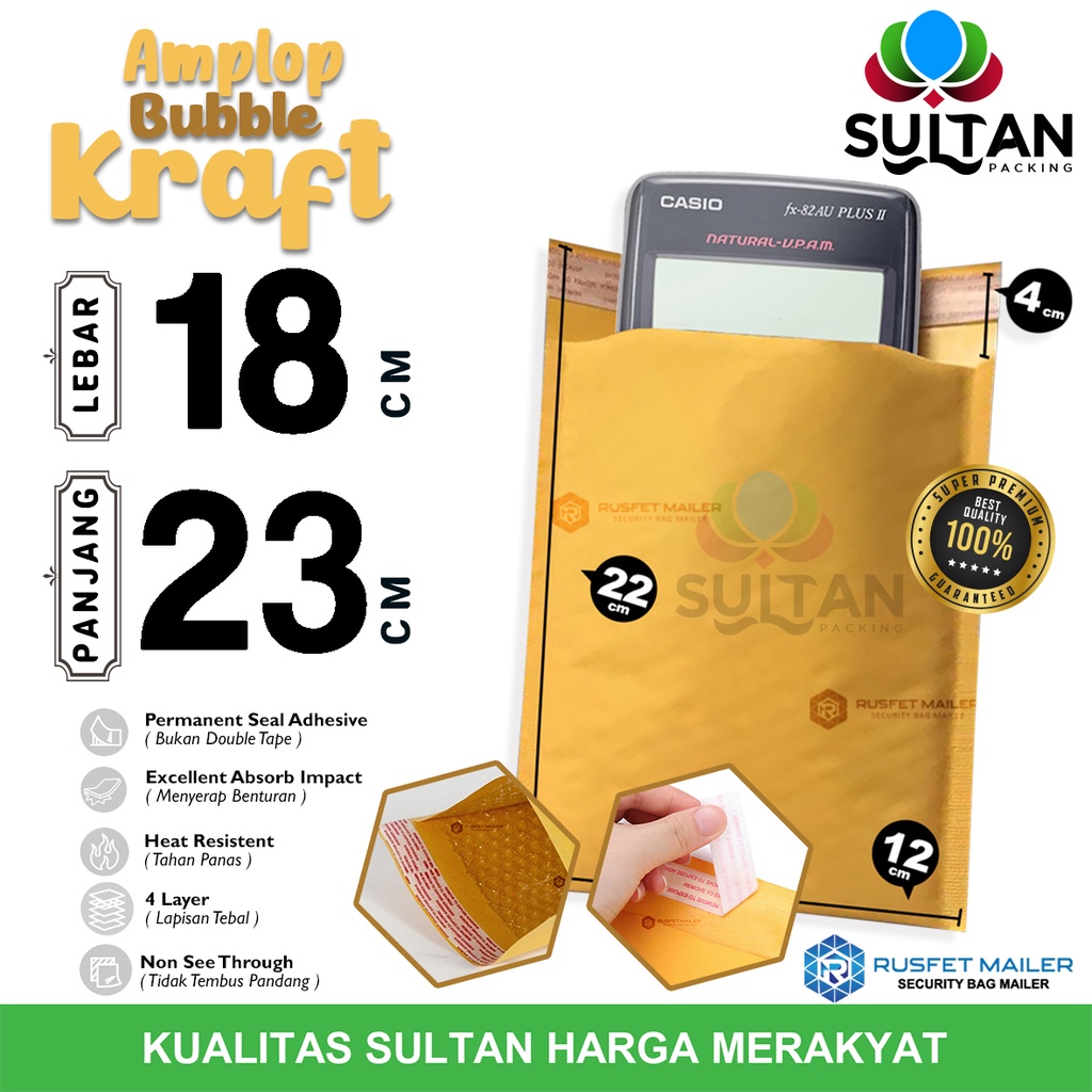 

Amplop Bubble Mailer Kraft Paper Rusfet 18x23cm Envelope Bubble Bag Mailer PREMIUM TERMURAH