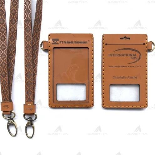 

[[COD]] Name Tag ID Card Holder Kulit Asli + Tali Batik FREE ONGKIR Kode 365
