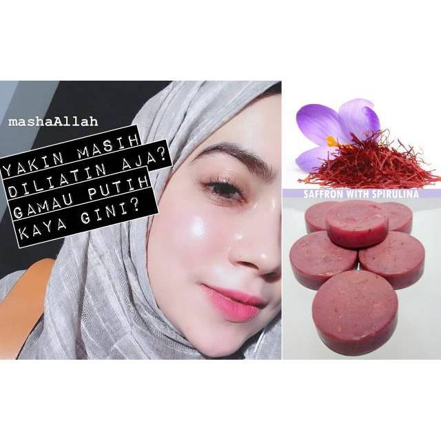 Sabun Saffron With Spirulina Safron Untuk Jerawat Bruntusan Flek Hitam Pemutih Wajah Sabun Wajah Indonesia