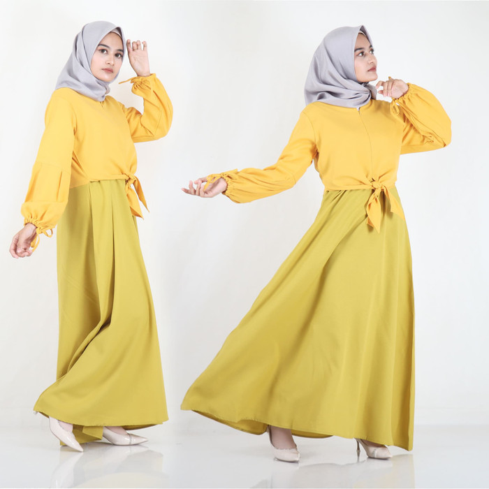 Baju Muslim Gamis Syar'i Faiha - Mustard