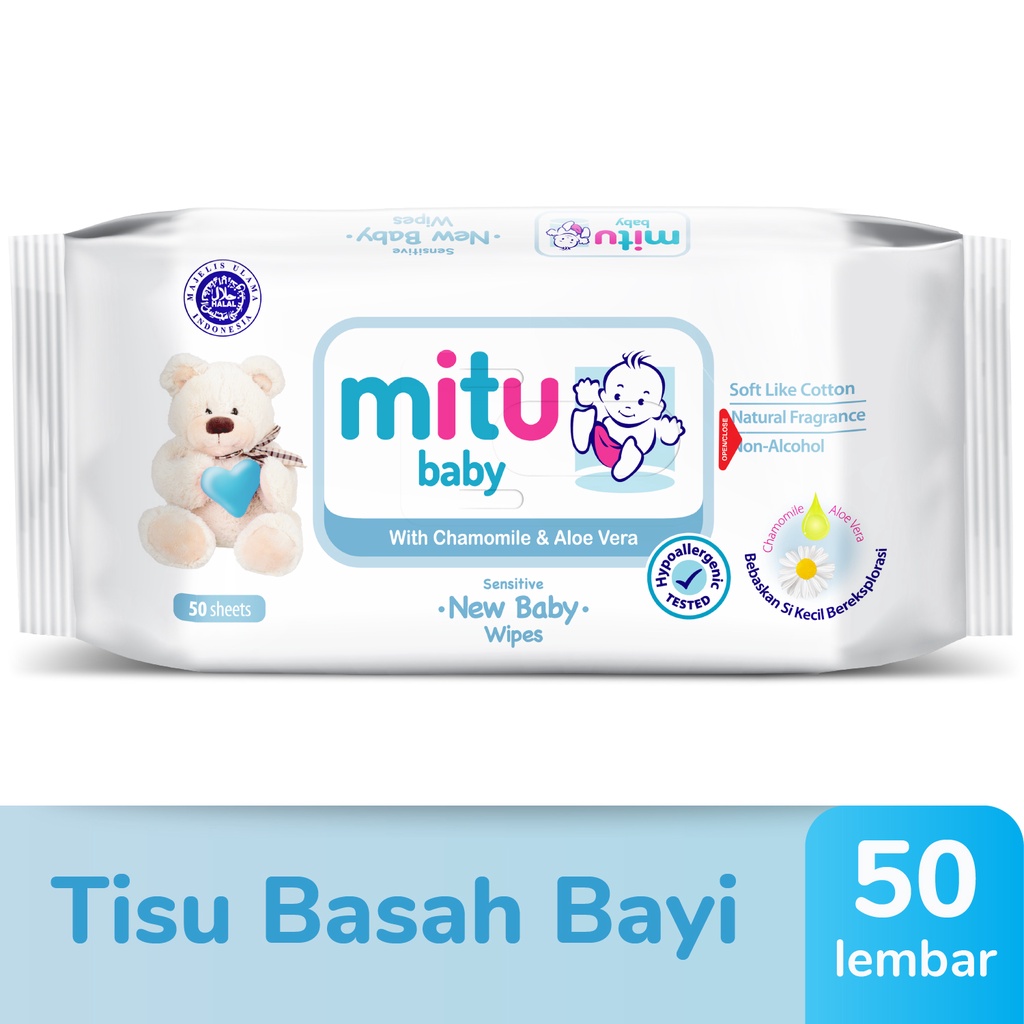Jual Mitu Baby Sensitive New Baby Wipes 50'S - Tisu Basah Bayi | Shopee ...