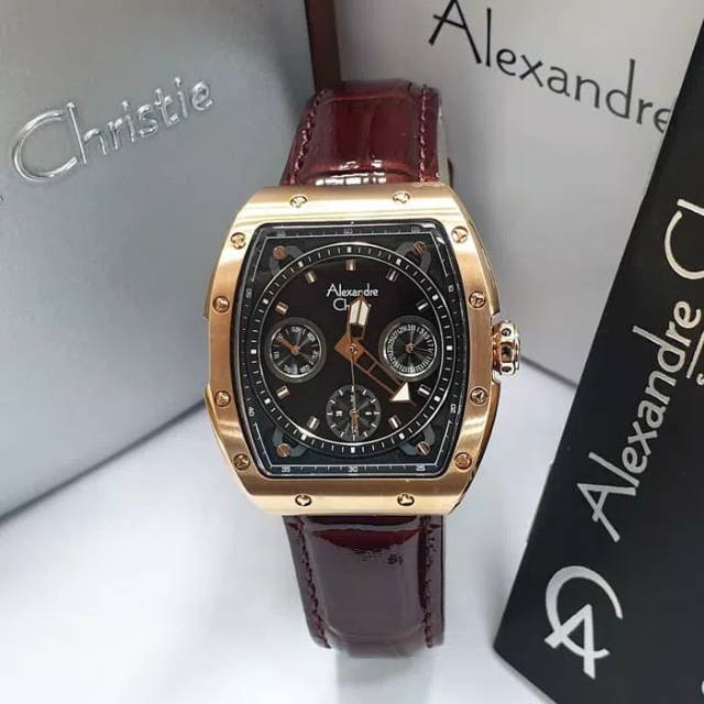 JAM TANGAN WANITA ALEXANDRE CHRISTIE AC 6411 MULITIFUNCTION ROSE GOLD BROWN ORIGINAL