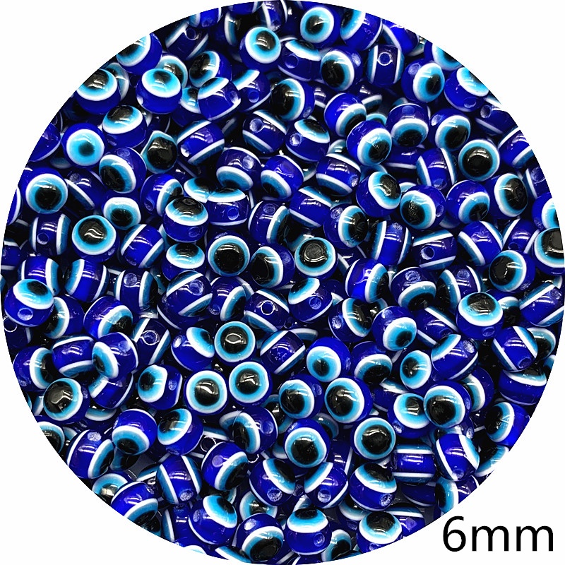 6mm/8mm/10mm blue round evil eyeball beads for making DIY jewelry accessories