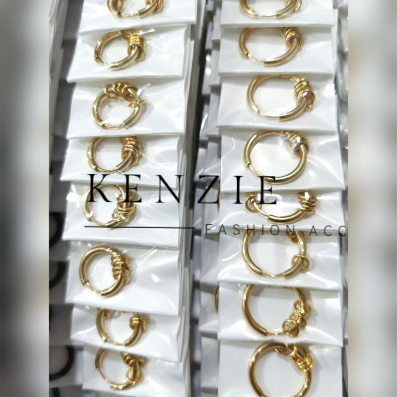 Anting Hoop Titanium Variasi Ring isi 12 Pcs Harga Grosir