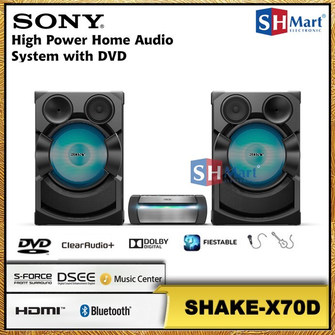 SONY COMPO HOME AUDIO SYSTEM WITH DVD BLUETOOTH SHAKE-X70D SHAKE X70D