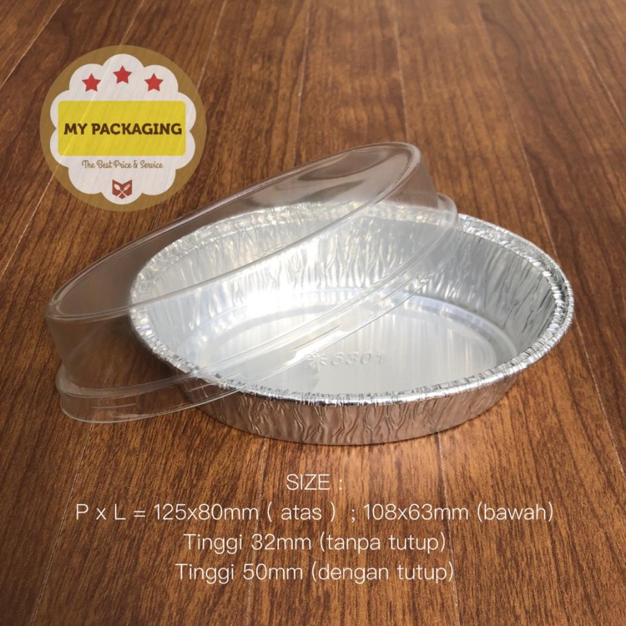 Aluminium Foil Food Container OVAL 180ml PREMIUM + Tutup (10set) 6301-P