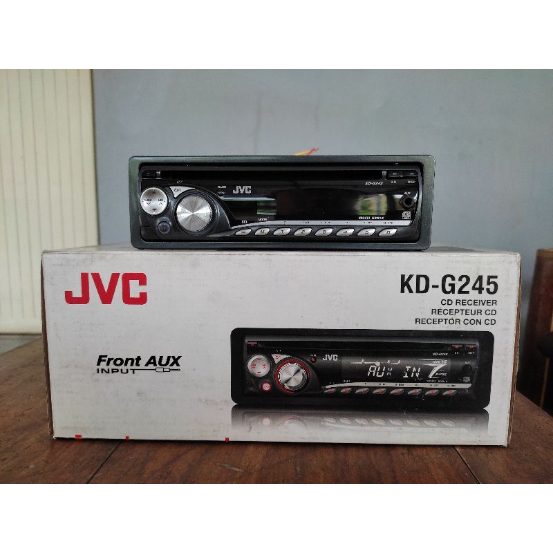 Headunit JVC single tape mobil aux belum usb