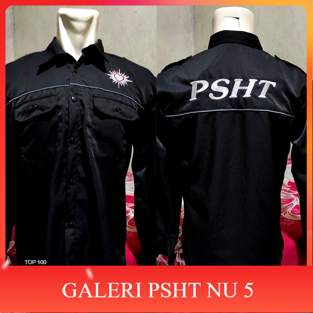 Atribut PSHT- BAJU KEMEJA HEM PSHT SH TERATE BORDIR LENGAN PANJANG SIMPEL DISTRO TERBARU