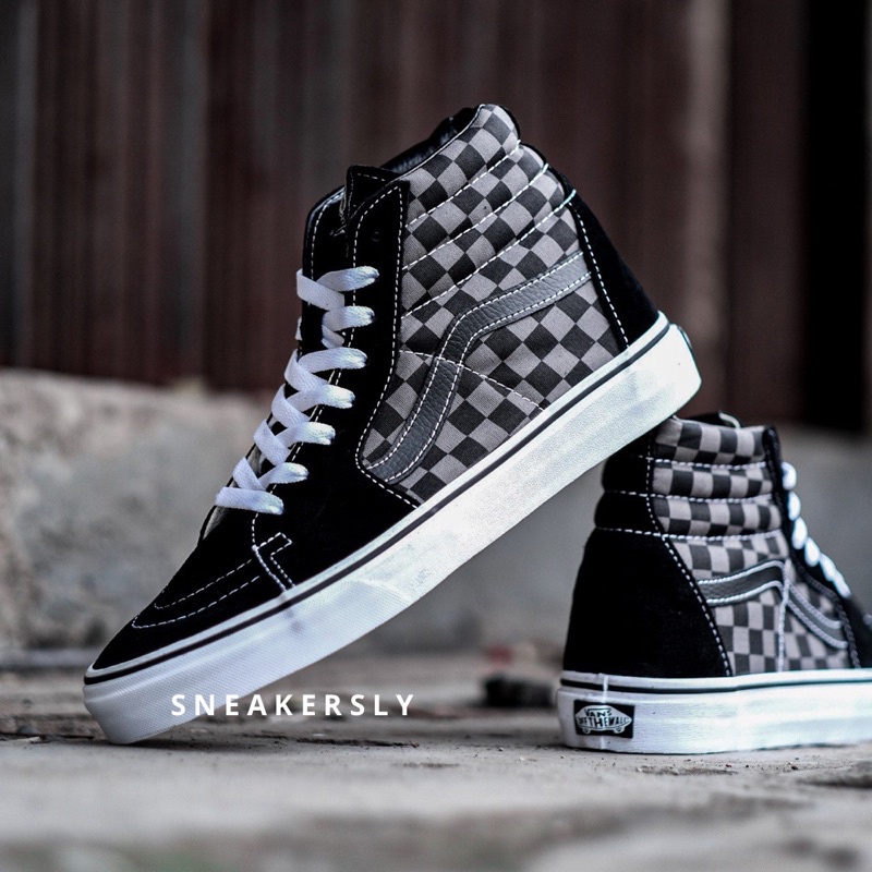 Vans Sk8 Hi Checkerboard Black Pewter | Sepatu Vans Original 100%