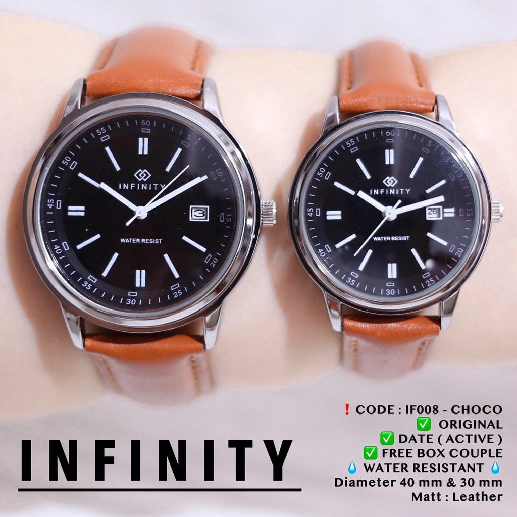 Jam tangan original anti air INFINITY tali kulit leather free box IF008