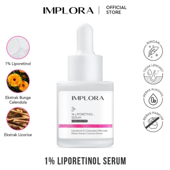 Implora Serum Wajah Acne / Luminous Brightening / Midnight / Peeling 20 ml-1% LIPORETINOL Pink