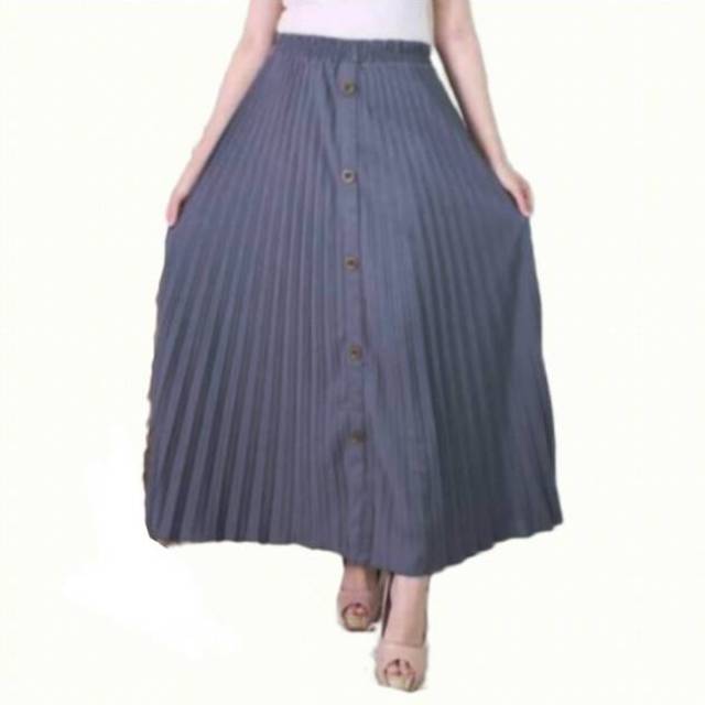 ROK PLISKET  KANCING  // ROK PLISKET SKIRT BUTTON /rok plisket rempel variasi kancing jumbo