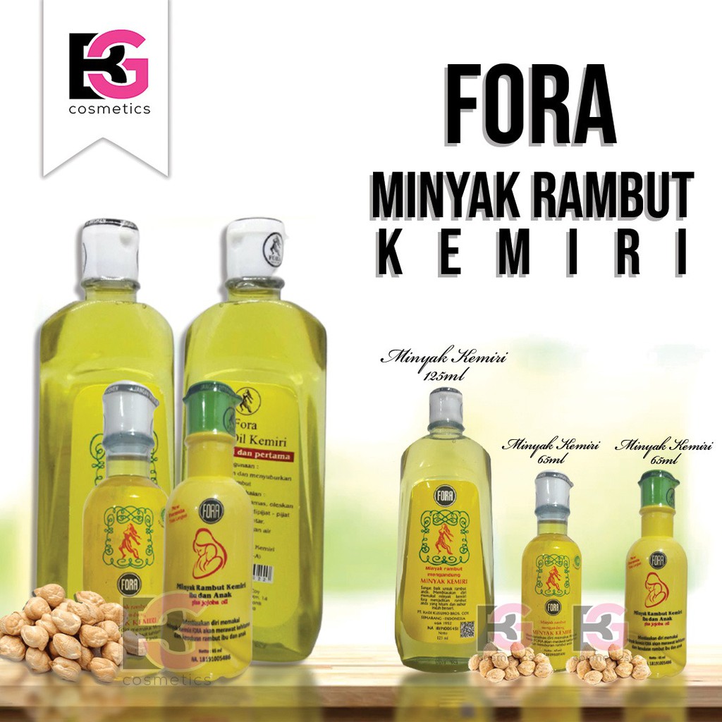 ⭐BAGUS⭐ FORA MINYAK KEMIRI | Minyak penumbuh rambut 65ml / 125ml Jojoba Ibu Anak