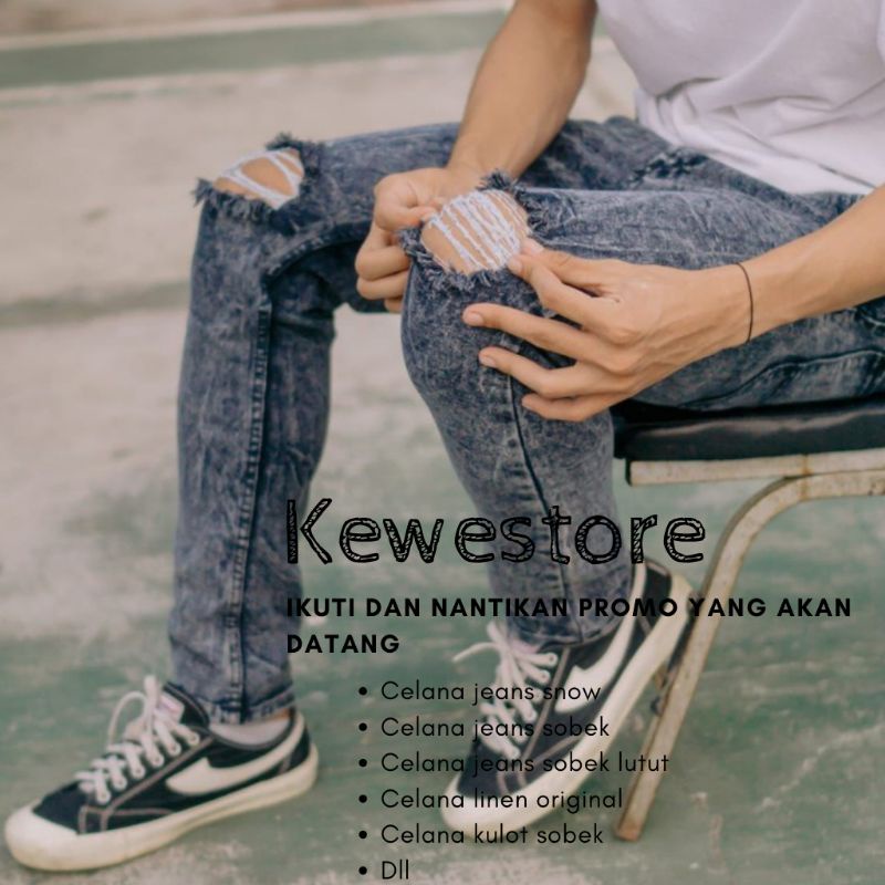 JEANS RIPPED PRIA / JEANS SOBEK LUTUT / JEANS SNOW SOBEK LUTUT / JEANS PRIA ORIGINAL / CELANA PRIA