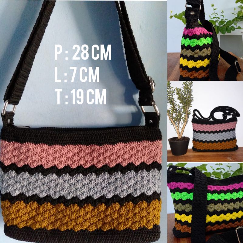 tas selempang rajut hand made/ tas selempang rajut / tas rajut