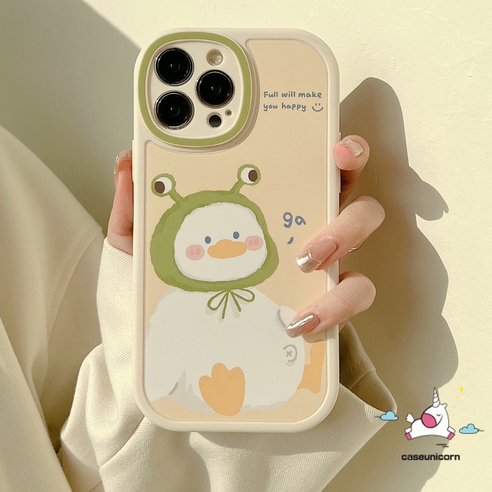 Ins Kartun Lucu Bebek Casing Ponsel Kompatibel Untuk iPhone 11 8plus 7plus XR X XS Max 14 13 11 12 Pro Max 7 8 6 6s Plus SE 2020pelindung Kamera Lonely Kodok TPU Lembut Lucu Penutup Belakang