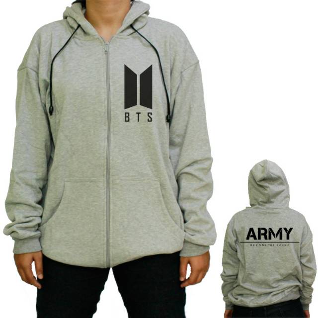 Jaket Hodie BTS ARMY zipper