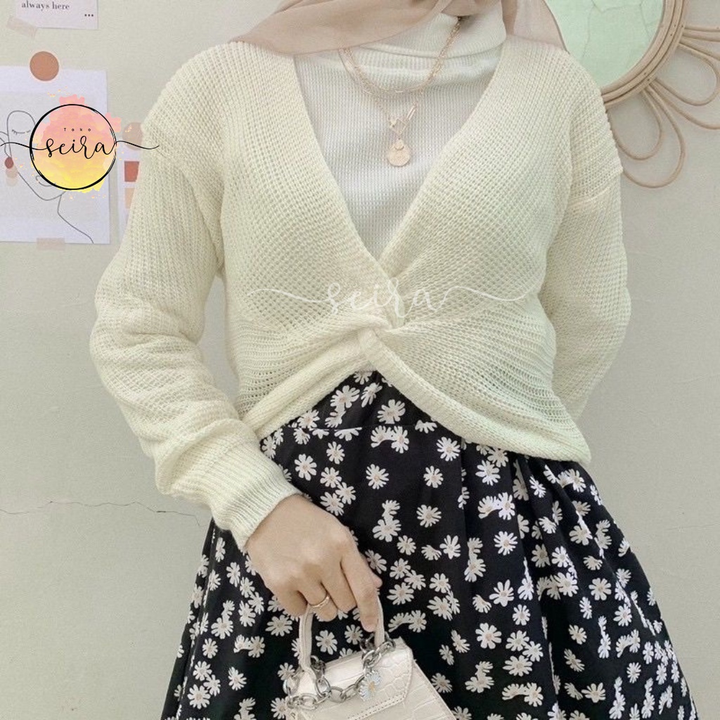 [BISA COD] Moluna Knitted Sweater / Oslo Sweater / Cardigan Rajut / Cardigan Silang / Olso Baju Cardy Sweater Rajut Pakaian Wanita Fashion Wanita Atasan Wanita