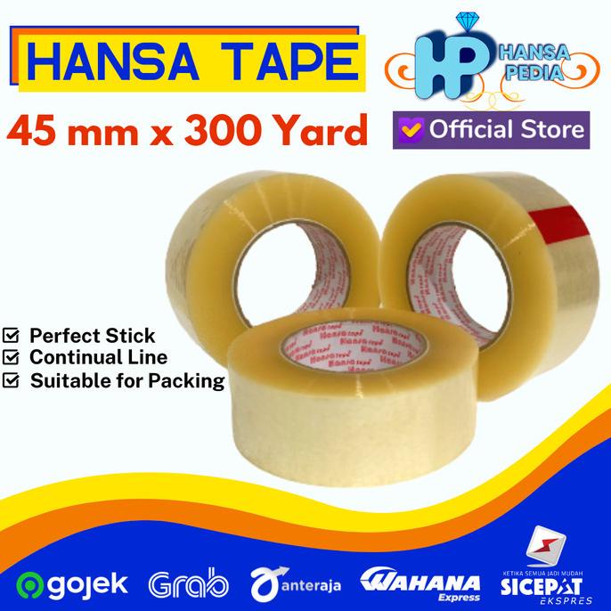 

(BISA COD) NEW Lakban Bening 2 inch 300 Yard HANSA Tape Anti Putus Super Lengket TERBATAS Kode 1273