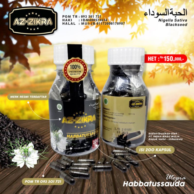 

HABBATASAUDA PROMIL SERBUK MURNI HABBATTASSAUDA AZ ZIKRA ORIGINAL 200capsul