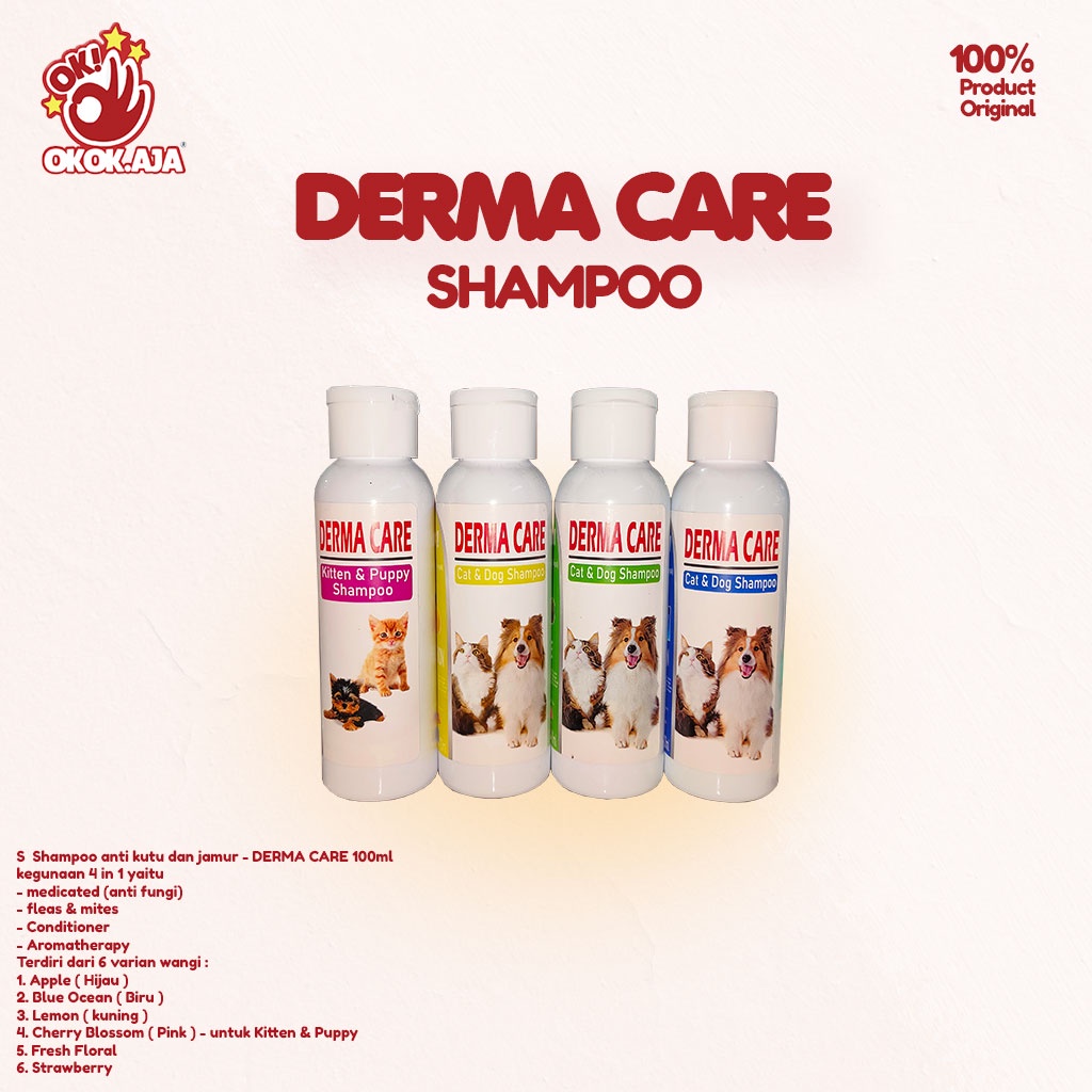Shampoo wangi anti kutu dan jamur untuk kucing atau anjing - DERMA CARE 100ml