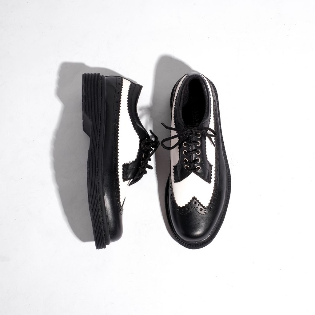 Xcloud x LALAKI Sepatu Formal Docmart Casual Pria ALLAN Black White
