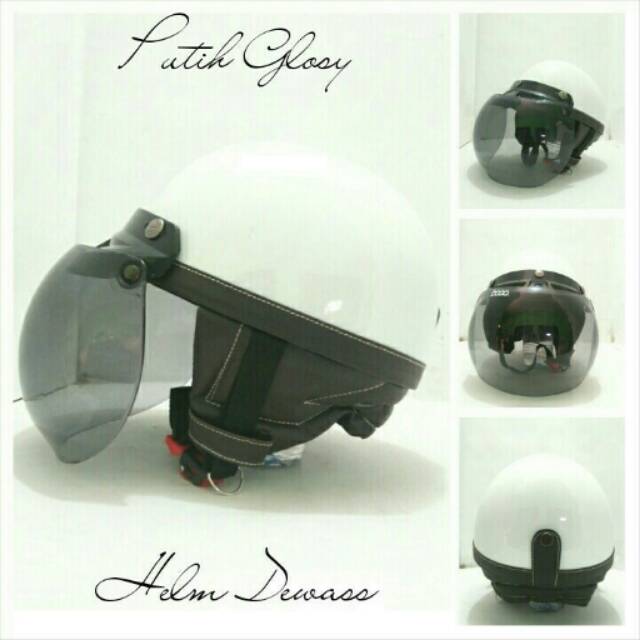 Helm Bogo Retro Chip Putih Glossy Kaca Bogo Ori