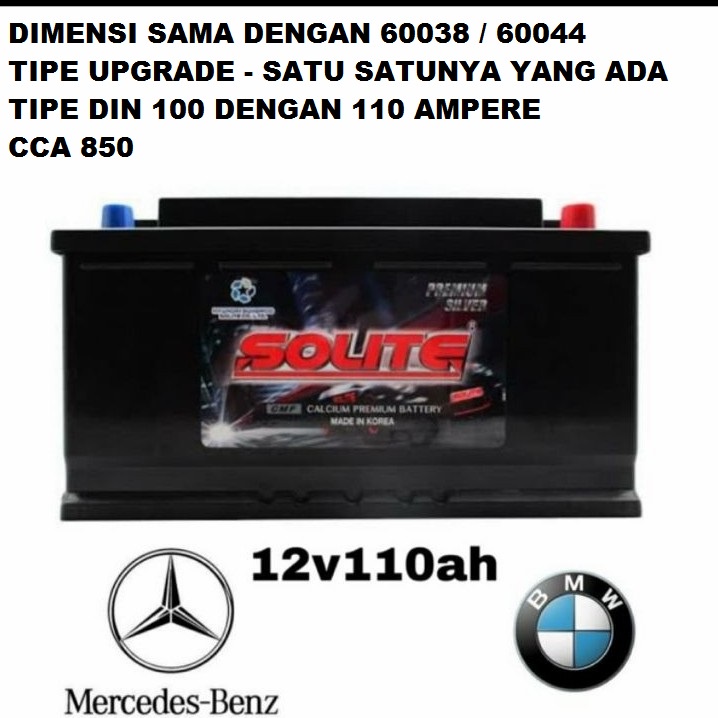 Jual Aki MF SOLITE 61034 110Ah CCA 850 Tipe DIN 100 60038 60044 Mobil