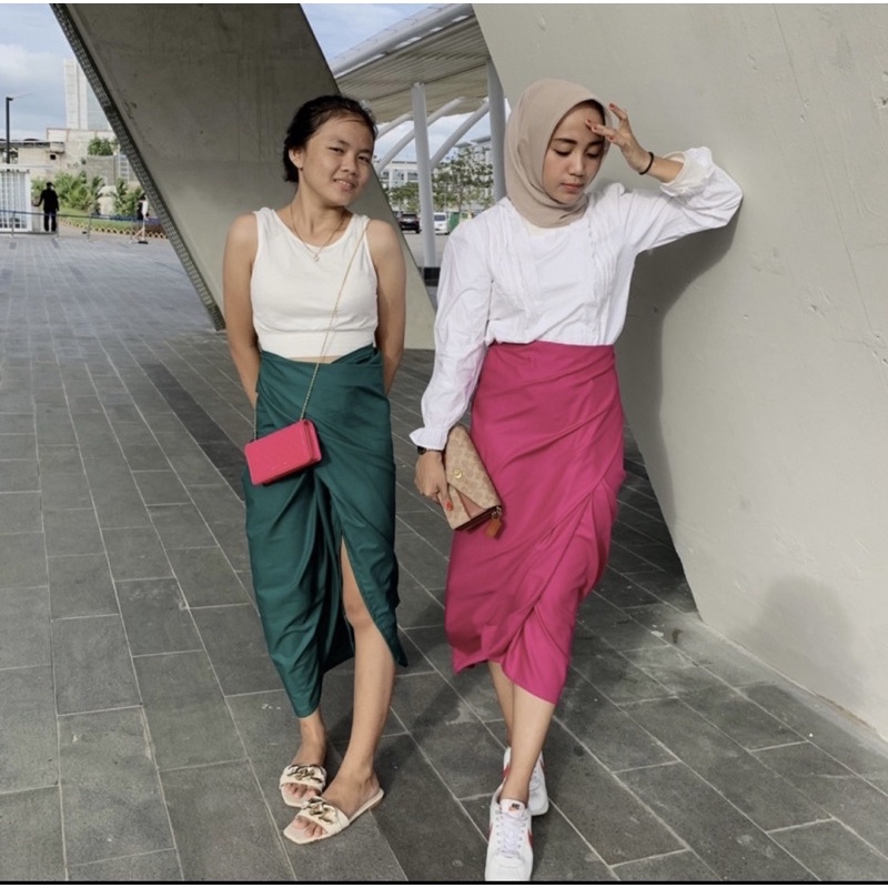 Rok lilit Instant kekinian / Rok lilit instant mudah dibentuk / Rok santai wrap skirt kekinian Toyobo