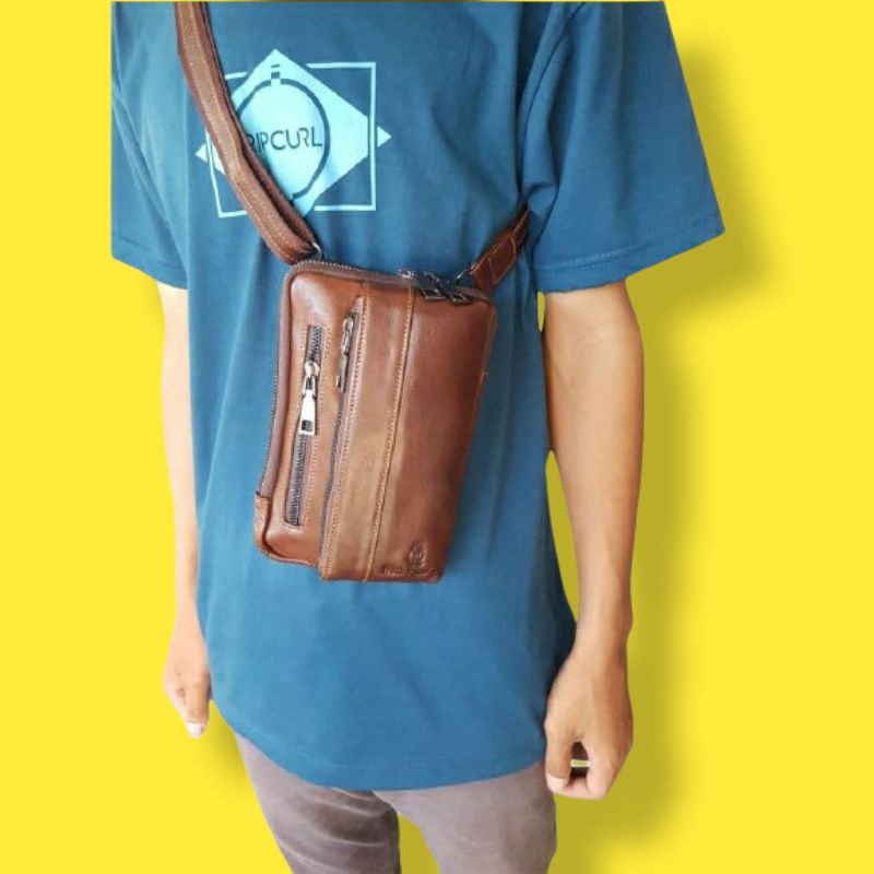Tas slempang mini HP  kulit asli full kulit