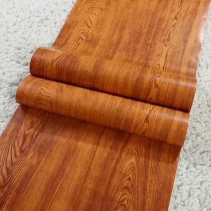 Produk Unggulan Grosir Murah Wallpaper Sticker Dinding Motip Kayu Triplek Coklat Trendi