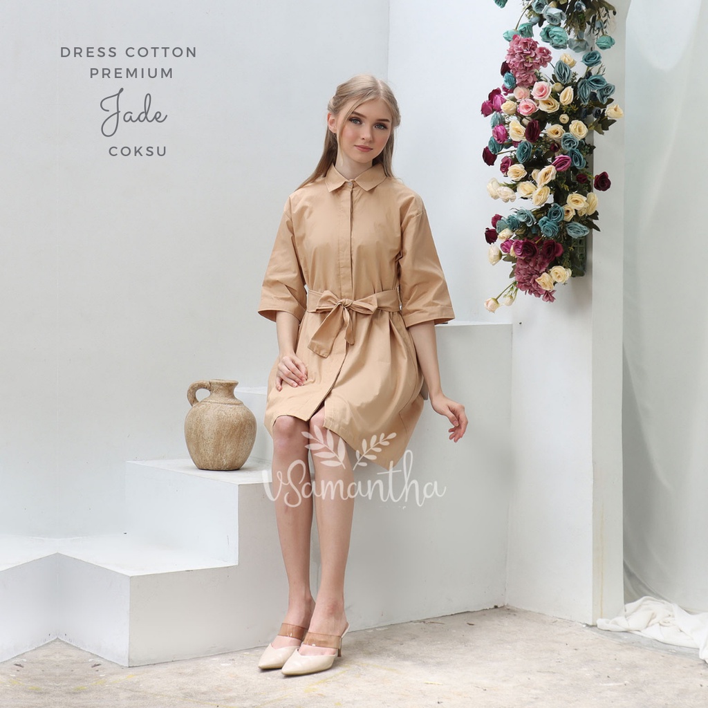 Cotton Shirt Dress Premium Jade