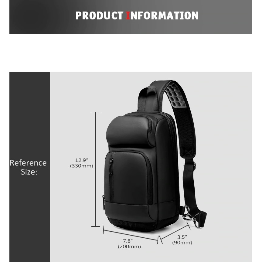 NIGEER NIG-1820 - Men Casual Crossbody Bag Chest Pack with USB Port - Tas Selempang Pria Modis Keren