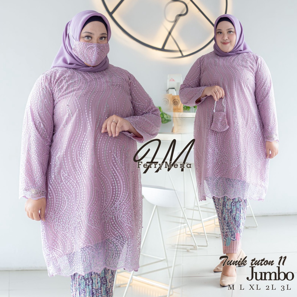 Setelan kebaya outfit tulle  mutiara jumbo [ LD 130 ] | Kebaya modern | Kebaya tunik wisuda lamaran pernikahan | Kebaya kondangan