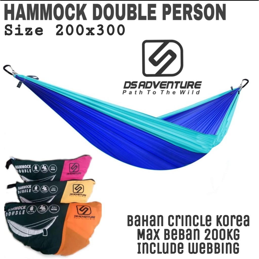 Hammock Double DS Adventure Jumbo / Ayunan Gantung Dewasa / Hamock Tebal original / hamok ayunan camping / hammock double / ayunan gantung dewasa / hammock jumbo