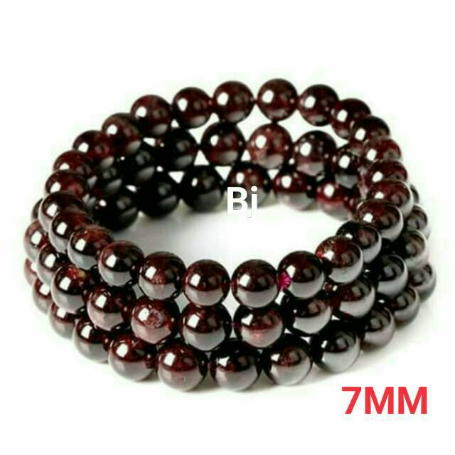 Gelang Batu Natural Garnet 7mm 9 MM 12mm Pria Wanita