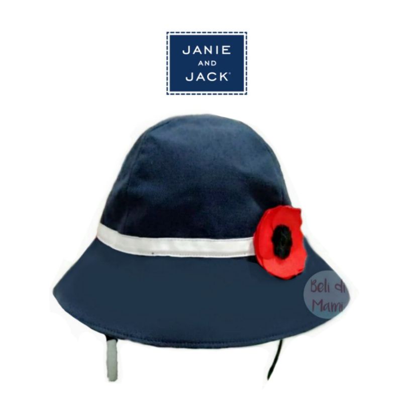 Size 6, 9, 12 bulan. Topi Hat, Kupluk Beanie Anak Bayi - Carter's, Janie & J*ck, Polo Ralph Laure*-Navy Flower Sun Hat