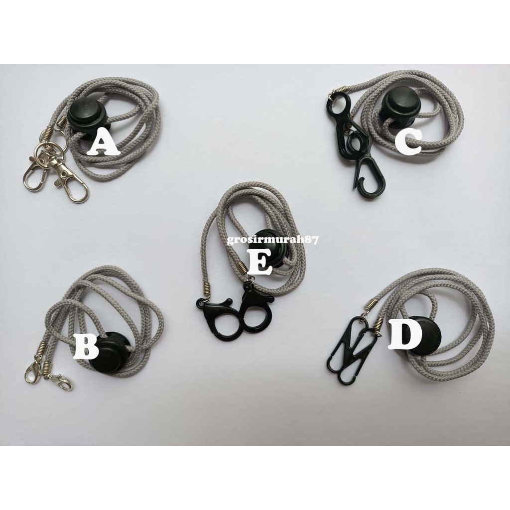 Tali masker dewasa lanyard kalung masker non elastis warna silver ready stok cantolan kokot cantolan besi atau plastik