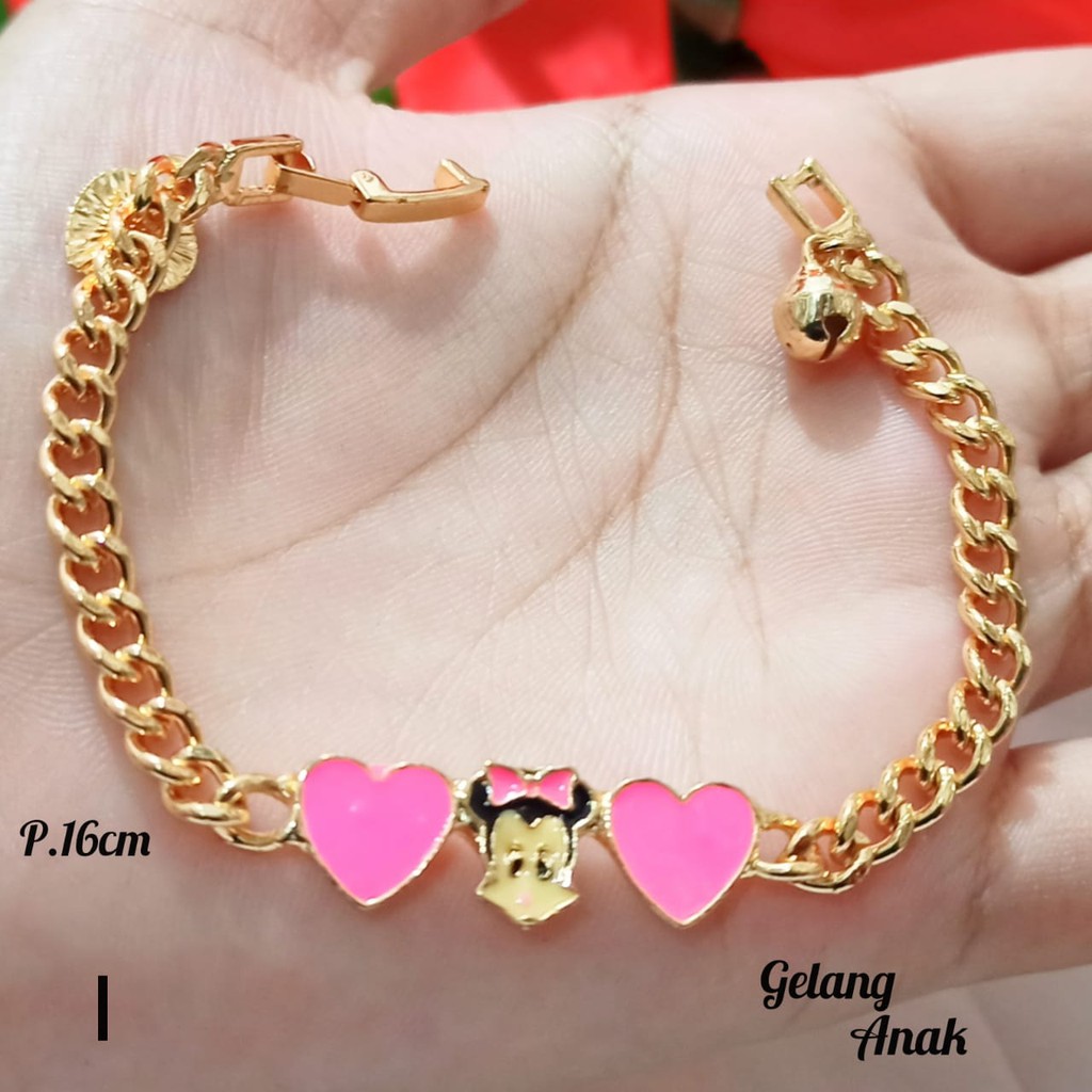 Gelang TITANIUM Anak Rantai Karakter varian Motif Perhiasan Anak Gold Limited edition (COD)